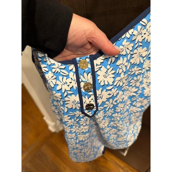 Lilly Pulitzer Baela One-Piece Swimsuit, Style# 014967 Lunar Blue Palm 14 - Picture 3 of 5